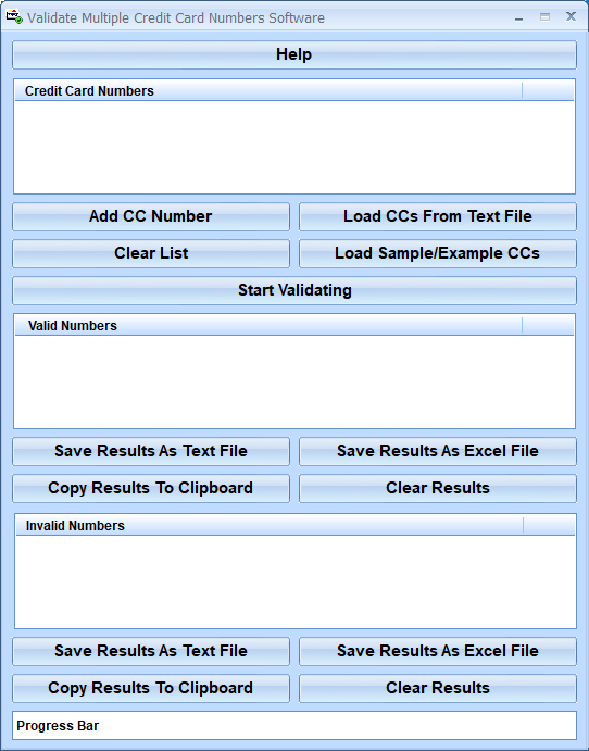screenshot of validate-multiple-credit-card-numbers-software