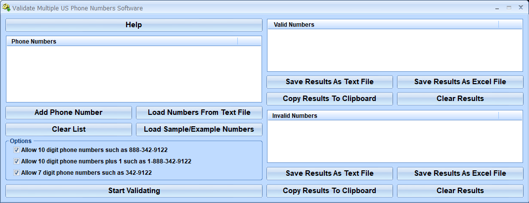 screenshot of validate-multiple-us-phone-numbers-software