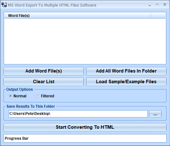 screenshot of ms-word-export-to-multiple-html-files-software