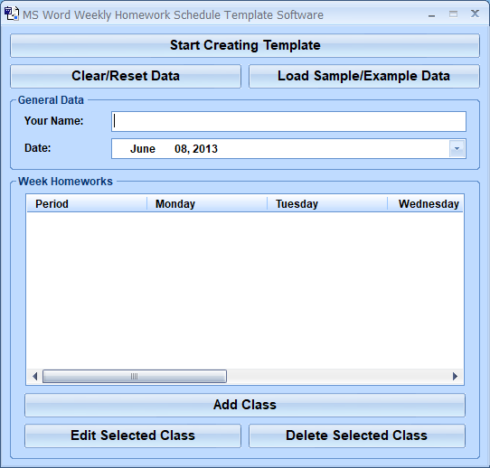 screenshot of ms-word-weekly-homework-schedule-template-software